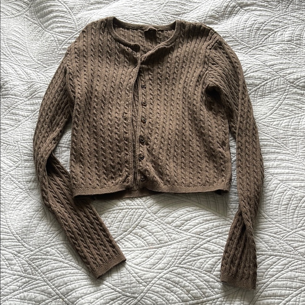 Women's Brown Cable Knit Sweater BRANDY MELVILLE!! basically new